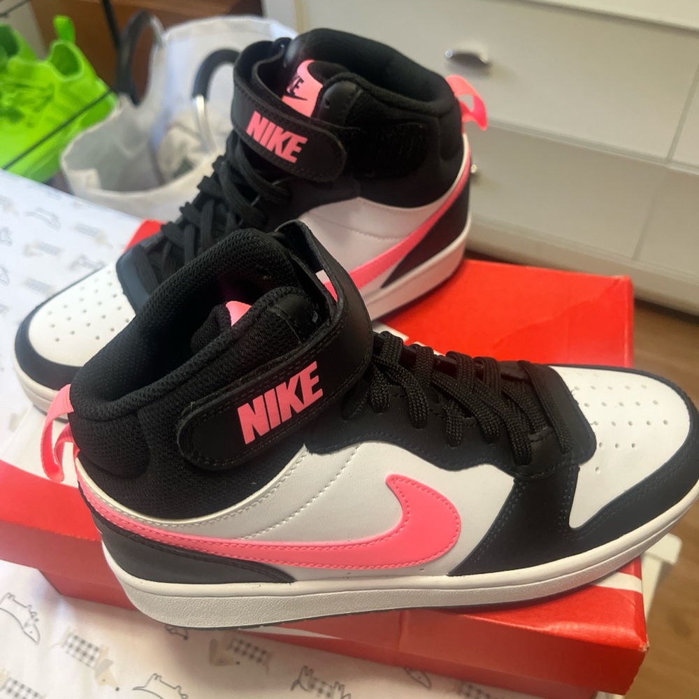 Nike Black and Pink High-Top Sneakers